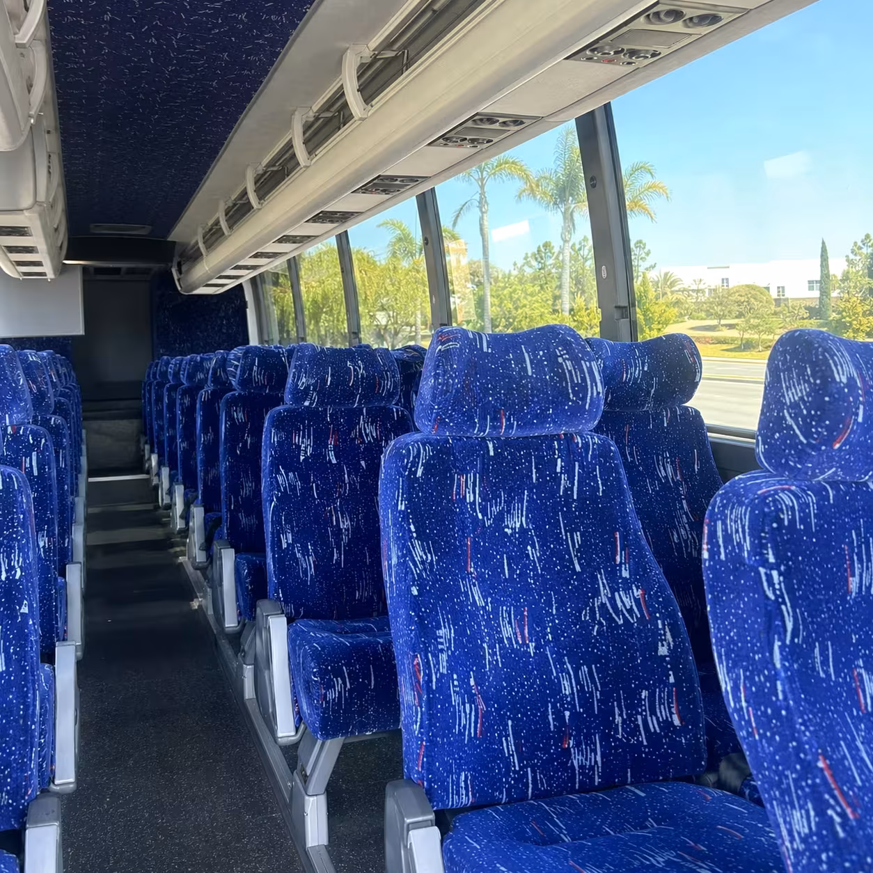 56 passenger charter bus inside